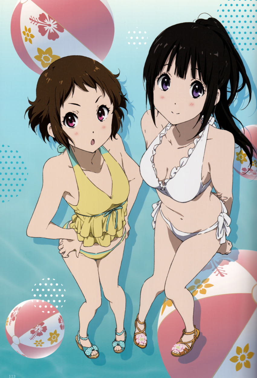 absurdres chitanda_eru highres hyouka ibara_mayaka non-web_source official_art ponytail swimsuit