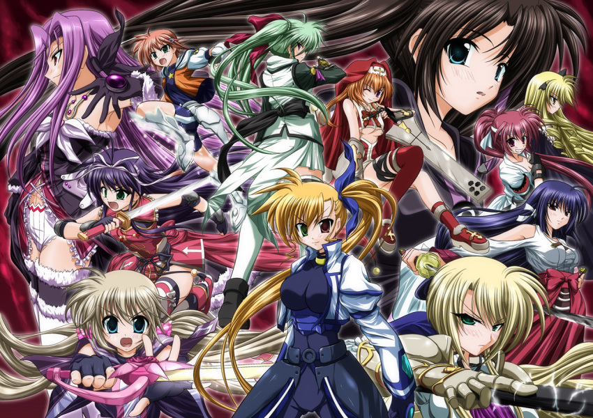 10s 6+girls aged_up annotated armor armpits asclepius_(nanoha) bare_shoulders bike_shorts blaue_trombe blonde_hair blue_eyes blue_hair blush breasts brown_hair brunzel chantez_apinion cleavage corona_timir drill_hair einhard_stratos fabia_crozelg fingerless_gloves gloves green_eyes green_hair grin habit harry_tribeca heterochromia japanese_clothes large_breasts long_hair long_sleeves lutecia_alpine lyrical_nanoha mahou_shoujo_lyrical_nanoha_vivid medium_breasts mikaya_chevelle miko miura_rinaldi multiple_girls nun open_mouth orange_hair panties phantasma_(nanoha) ponytail puffy_sleeves purple_eyes purple_hair red_eyes red_hair repray rio_wezley seiran_(nanoha) short_hair side_ponytail sieglinde_eremiah smile solfege star_saber_(nanoha) sword thighhighs twintails underboob underwear viktoria_dahlgrun vivio weapon