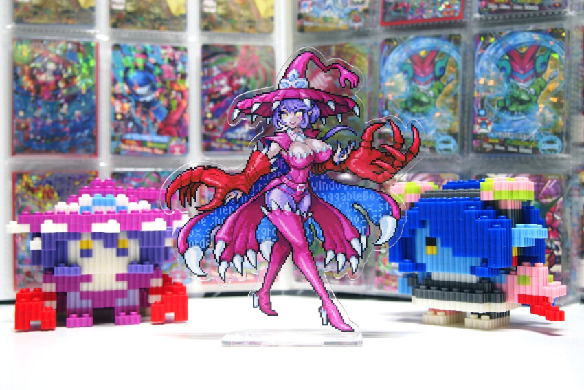 appmon chameleon claws digimon digimon_universe:_appli_monsters dress hat highres long_hair mienumon one_eye_covered pointy_ears puppet tiara warudamon witch_hat