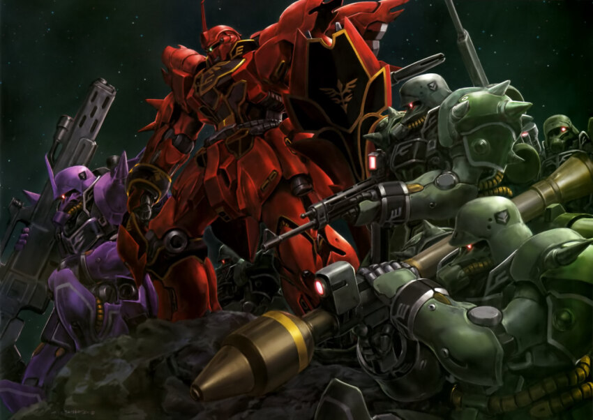 aiming army artist_request asteroid beam_cannon beam_rifle cable emblem energy_gun exposed_internal_machinery fake_screenshot geara_zulu geara_zulu_angelo_sauper_custom gundam gundam_perfect_file gundam_unicorn machinery mecha mecha_focus mobile_suit neo_zeon one-eyed panzerfaust radio_antenna realistic robot roundel science_fiction scope shield shoulder_spikes sinanju space spikes star_(sky) weapon
