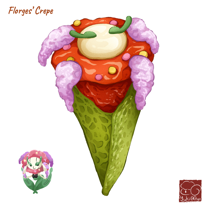 artist_logo artist_name character-themed_food character_name crepe florges food food_focus food_name gen_6_pokemon highres logo nintendo no_humans pokemon simple_background white_background yuki00yo