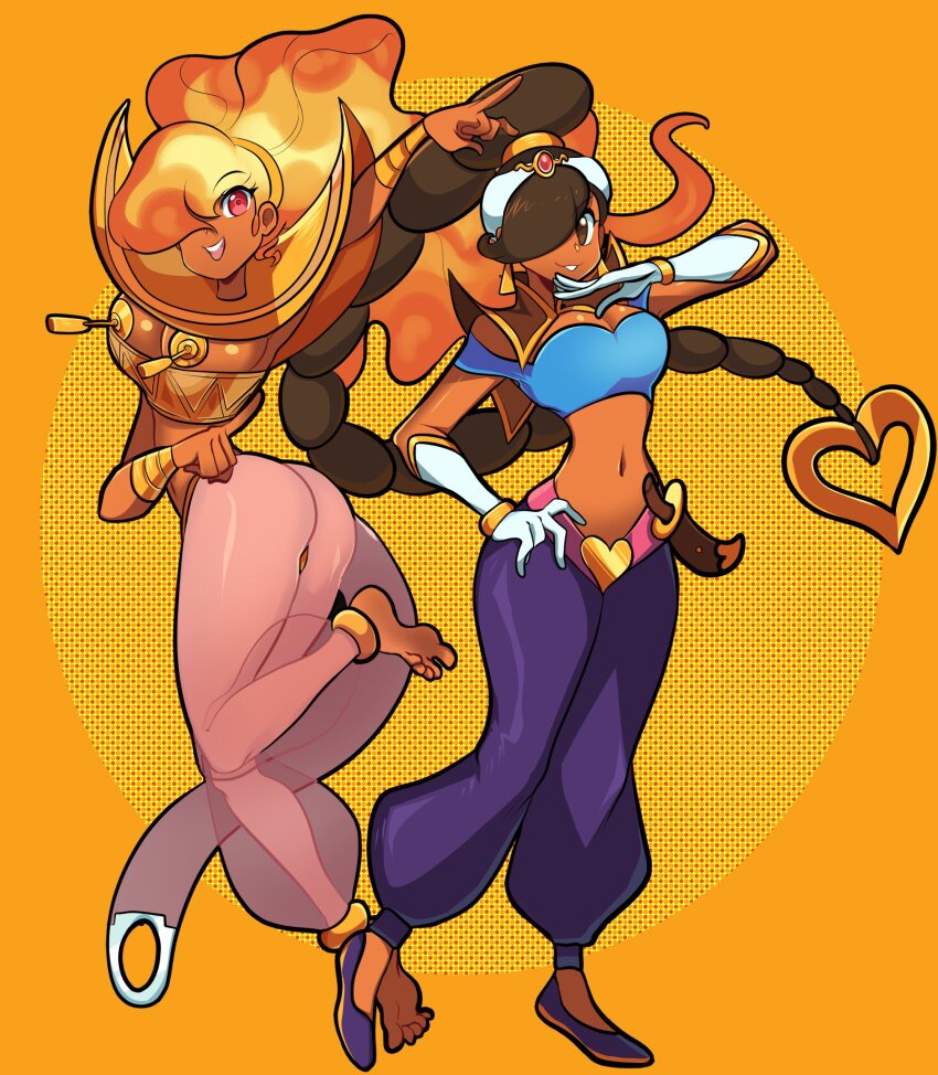 breasts brown_hair capcom cleavage hair_over_one_eye highres large_breasts long_hair midriff navel ponytail power_stone rouge_(power_stone)