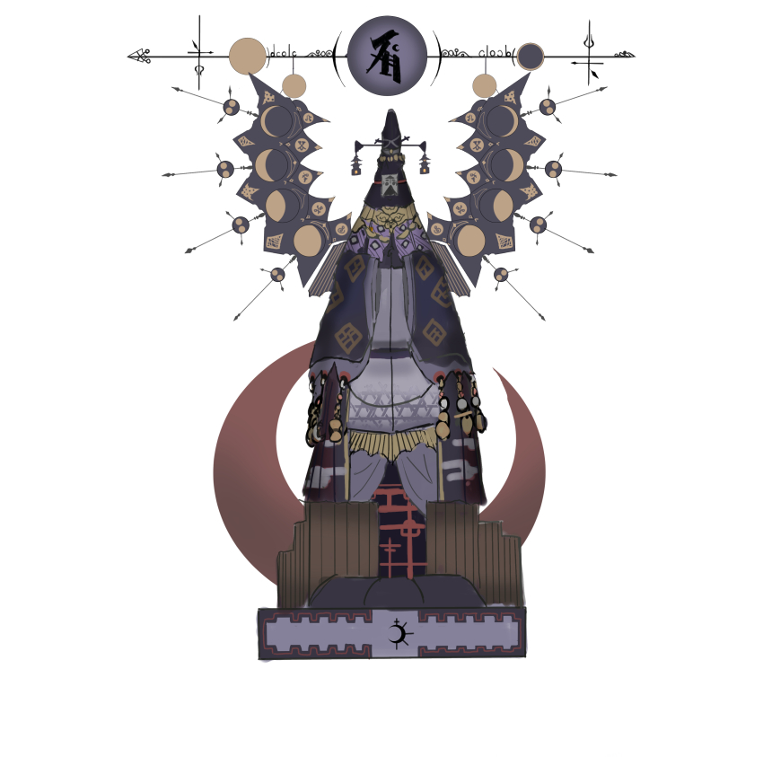 absurdres crescent full_body highres machine monte_tako moon_phases original other_focus pedestal simple_background white_background wings