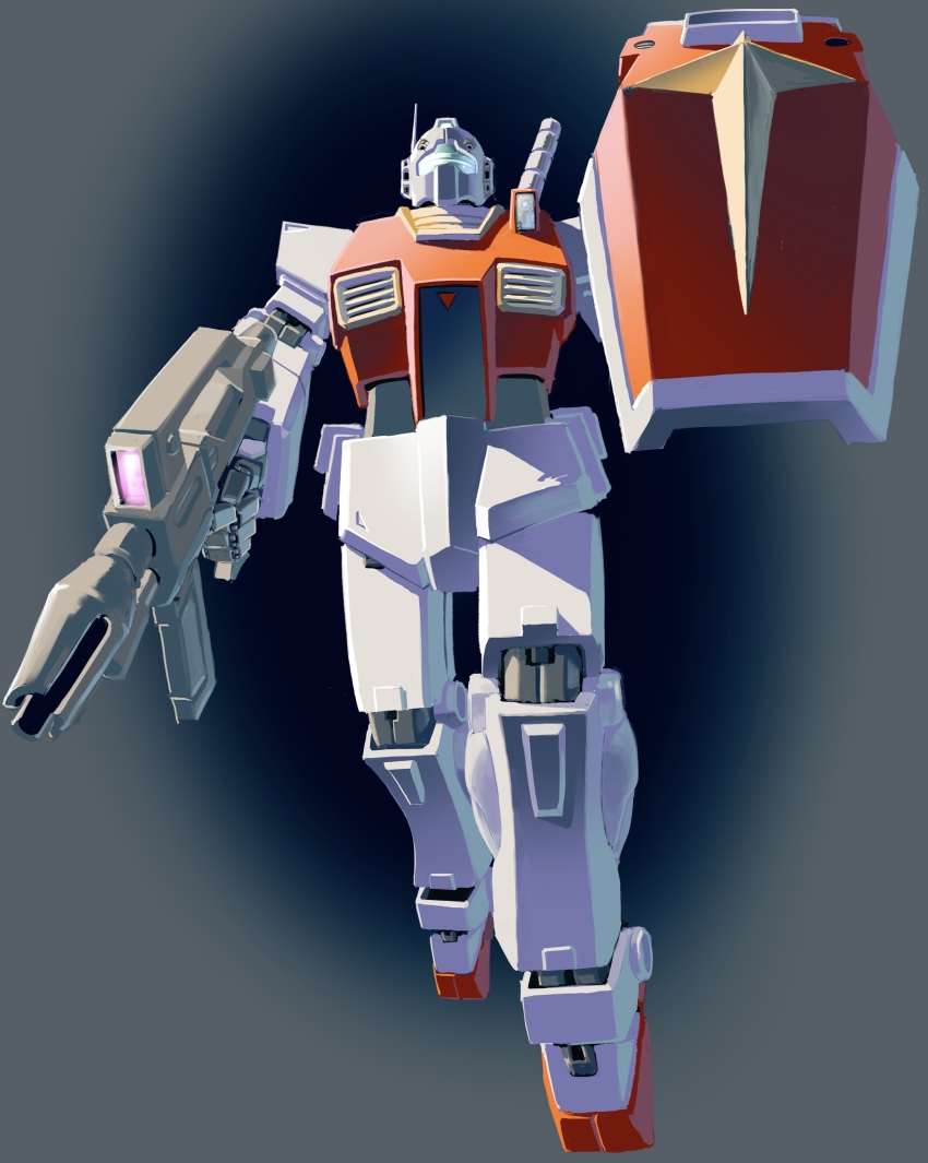 absurdres assault_visor beam_rifle commentary_request earth_federation energy_gun gm_ii gradient_background green_visor gundam highres machinery mecha mecha_focus mobile_suit no_humans radio_antenna robot roundel science_fiction shield user_metw4778 weapon zeta_gundam