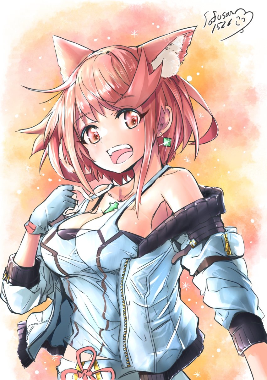 1girl absurdres alternate_costume breasts camisole chest_jewel cosplay highres jacket large_breasts mio_(xenoblade) mio_(xenoblade)_(cosplay) pyra_(xenoblade) red_eyes red_hair short_hair shoulder_strap sofusan1526 solo swept_bangs tank_top white_camisole white_jacket white_tank_top xenoblade_chronicles_(series) xenoblade_chronicles_2 xenoblade_chronicles_3