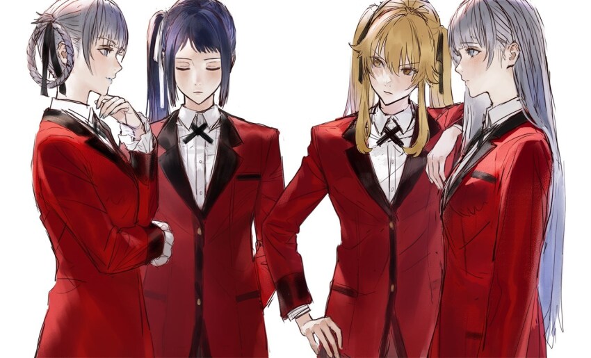 4girls ccnsbr igarashi_sayaka kakegurui momobami_kirari momobami_ririka multiple_girls saotome_mary
