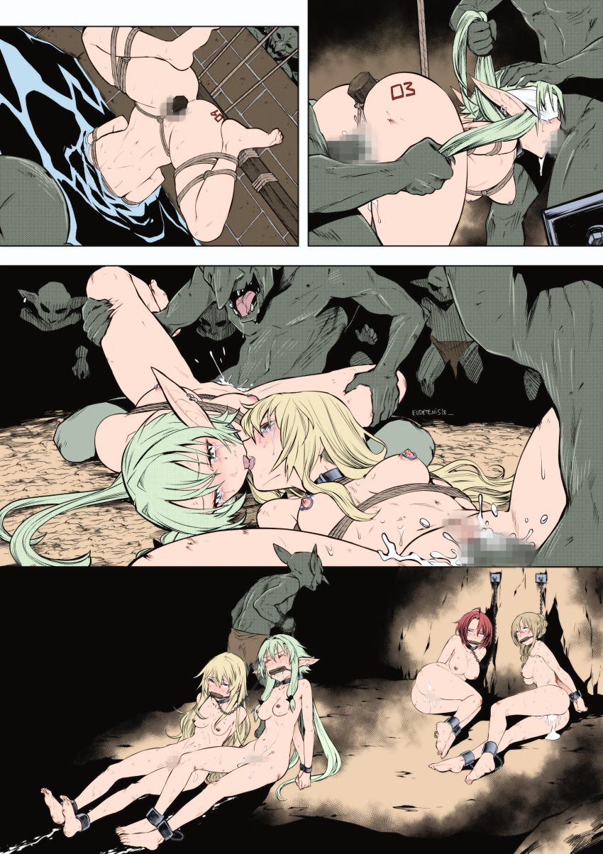 4girls 6+boys absurdres aftersex anal anal_object_insertion anus asphyxiation ass bad_end barefoot bdsm bent_over bisexual_female bit_gag blindfold body_writing bondage bound bow braid breasts breasts_apart bruise censored chain chained closed_eyes colorized commission completely_nude cow_girl_(goblin_slayer!) crying crying_with_eyes_open cum cum_in_mouth cum_in_pussy cum_on_ass cum_on_body double_penetration dragging drowning ear_piercing ejaculation elf empty_eyes erection eudetenis feet fellatio gag gagged gang_rape gangbang goblin goblin_slayer! grabbing_another&#039;s_hair greyscale group_sex guild_girl_(goblin_slayer!) hair_bow hair_pulled_back half-closed_eyes hand_on_another&#039;s_head hetero high_elf_archer_(goblin_slayer!) highres injury kiss large_breasts long_hair looking_at_another medium_breasts monochrome monster mosaic_censoring multiple_boys multiple_girls nipple_piercing nipple_rings nipples nude object_insertion on_floor open_mouth oral partially_submerged penis piercing pointy_ears priestess_(goblin_slayer!) pulling pussy rape restrained rolling_eyes rope sex sex_from_behind shibari short_hair side_braid sidelocks small_breasts smile spitroast tears teeth tongue tongue_out upside-down vaginal vaginal_object_insertion water yuri