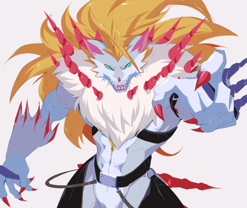 1boy belt claws digimon digimon_(creature) drill highres male_focus muscular muscular_male rasenmon solo