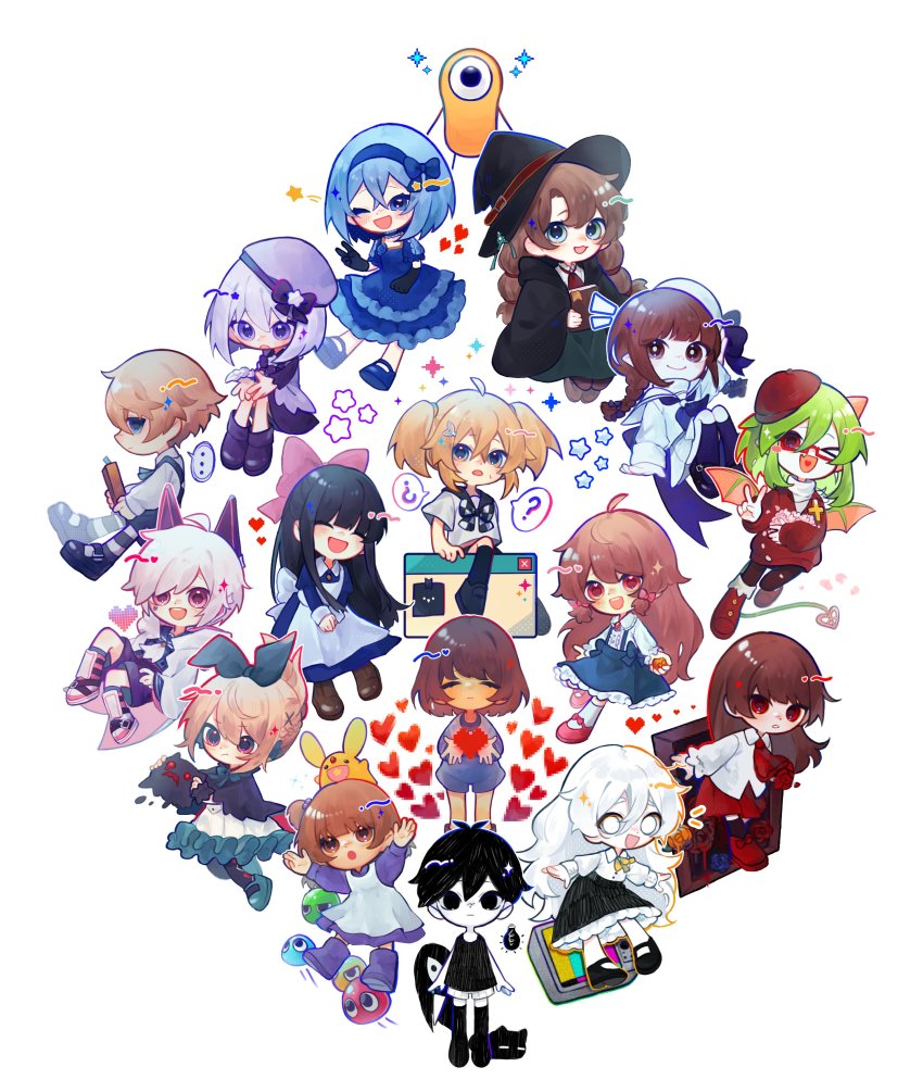 ... 1bitheart 1other 3boys 6+girls :d ;d ^_^ absurdres alicemare allen_llewellyn annotated apron arle_nadja ascot aya_drevis beret black_eyes black_footwear black_gloves black_hair black_shirt black_skirt blonde_hair blue_bow blue_dress blue_eyes blue_footwear blue_hair blue_hairband blue_neckerchief blue_shorts blue_sweater blush boots bow braid brown_footwear brown_hair cape carbuncle_(puyopuyo) character_request charlotte_wiltshire chibi claire_elford closed_eyes closed_mouth colored_skin commentary crt demon_girl demon_tail dreamfarer dress efina empty_eyes english_commentary expressionless facing_viewer farethere_city flower frilled_skirt frills frisk_(undertale) full_body funamusea glasses gloves goldia_die_heilige haiiro_teien hairband hat heart heart_tail hello_charlotte hello_hello_world! highres ib_(ib) ib_(kouri) lie_(lieat) lieat little_witch_in_the_woods long_hair long_sleeves looking_at_viewer mad_father madou_monogatari mary_janes mewo multiple_boys multiple_girls n_(jyanmao) nanase_yoshi neckerchief omori omori_(omori) one_eye_closed oounabara_to_wadanohara open_mouth painting_(object) pantyhose picture_frame pink_bow pink_eyes pixel_heart pocket_mirror pointy_ears protagonist_(pocket_mirror) puyo_(puyopuyo) puyopuyo red-framed_eyewear red_ascot red_eyes red_flower red_footwear red_headwear red_rose red_skirt red_sweater robot_ears rose sailor_collar sailor_dress sailor_hat shin_guards shirt shoes short_hair shorts skirt sleeveless sleeveless_shirt smile something_(omori) speech_bubble spoken_ellipsis striped_clothes striped_legwear striped_pantyhose sweater tail twin_braids undertale v very_long_hair wadanohara white_apron white_ascot white_cape white_dress white_eyes white_hair white_headwear white_sailor_collar white_shirt white_shorts white_skin window_(computing) witch&#039;s_heart witch_hat yosafire_(funamusea)
