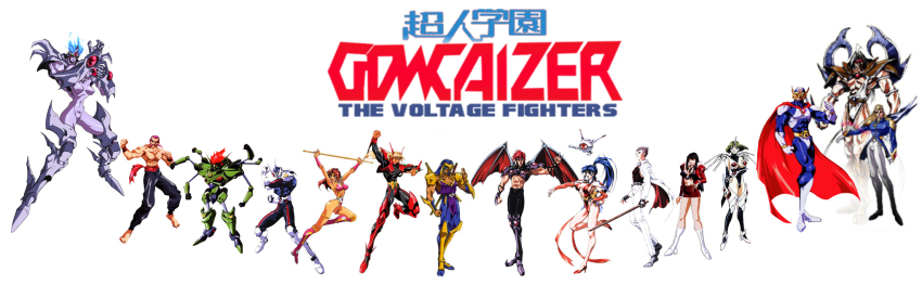 1990s_(style) asahina_suzu brider captain_atlantis choujin_gakuen_gowcaizer everyone fudou_ranpou game gowcaizer highres hishizaki_shaia_(gowcaizer) kaiza_isato kash_gyustan kubira ohga oobari_masami ozaki_shizuru randy_riggs retro_artstyle shigure_kyosuke son_karin tachibana_ikki