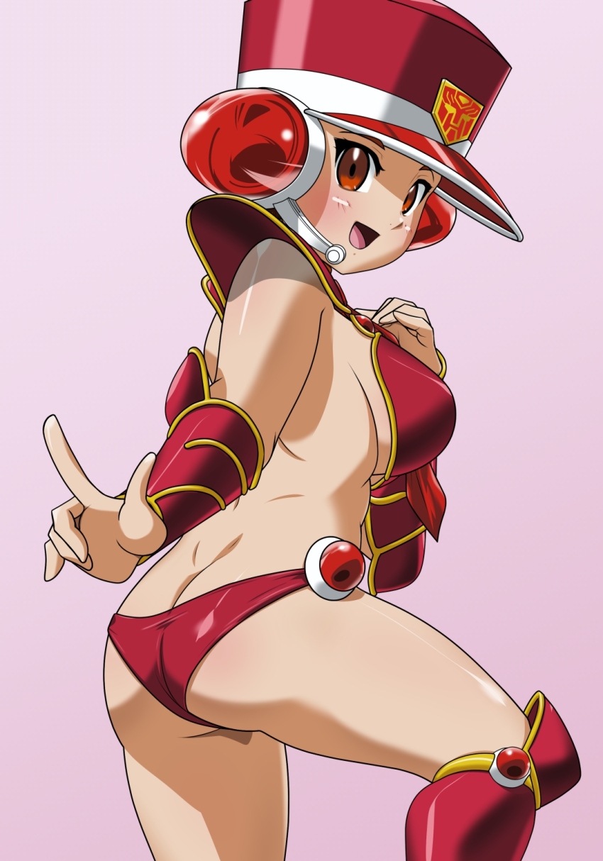 1girl armor ass bikini_armor breasts butt_crack hat highres hinokawa_jun looking_back medium_breasts official_alternate_costume solo t-ai_(transformers) transformers transformers_car_robots