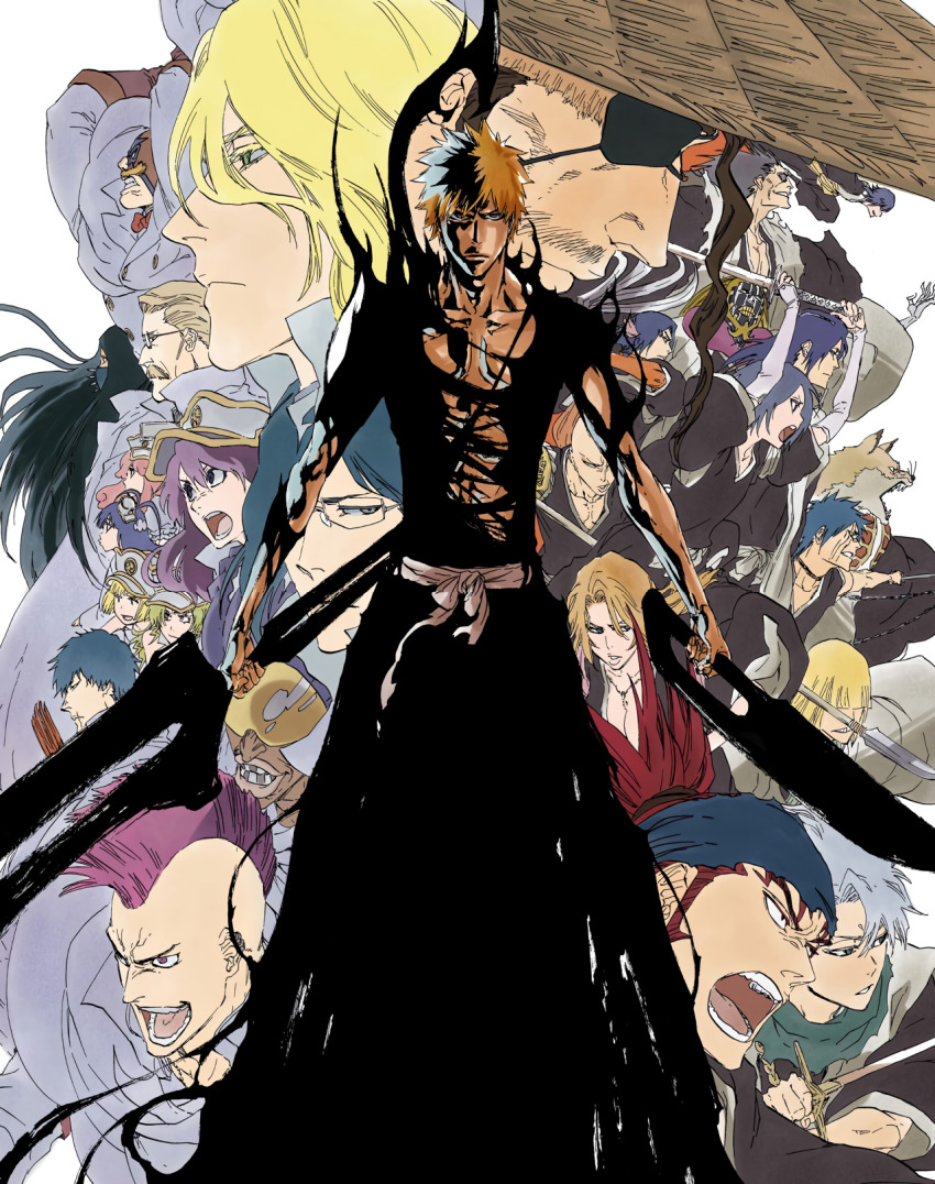 6+boys 6+girls abarai_renji as_nodt ayasegawa_yumichika bambietta_basterbine bazz-b black_hair bleach bleach:_sennen_kessen-hen blonde_hair breasts candice_catnipp cang_du cleavage eyepatch facial_hair giselle_gewelle glasses green_hair haori hat highres hirako_shinji hisagi_shuuhei hitsugaya_toushirou ishida_uryuu japanese_clothes jewelry jugram_haschwalth komamura_sajin kuchiki_byakuya kuchiki_rukia kurosaki_ichigo kurotsuchi_mayuri kyouraku_shunsui liltotto_lamperd long_hair madarame_ikkaku mask_de_masculine matsumoto_rangiku meninas_mcallon model_request mohawk multiple_boys multiple_girls nanana_najahkoop necklace official_art open_mouth orange_hair pink_hair purple_hair quincy_(bleach) red_hair robert_accutrone shihakusho shinigami short_hair source_request sui-feng sword tagme vandenreich wandenreich weapon wrestling_mask zaraki_kenpachi