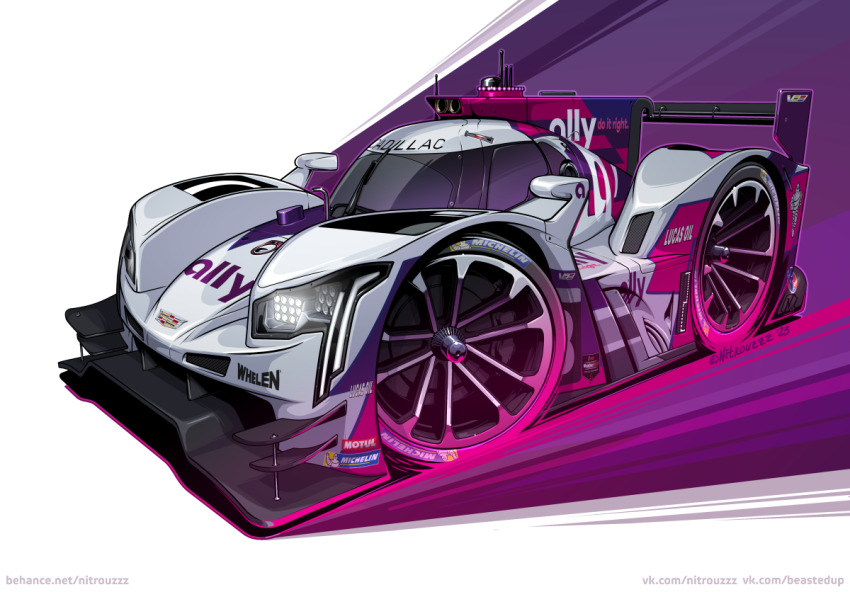 cadillac cadillac_dpi-v.r car chibi imsa_sportscar_championship le_mans_prototype michelin motor_vehicle motul_(company) nitrouzzz no_humans race_vehicle racecar shadow spoiler_(automobile) vehicle_focus watermark web_address white_car