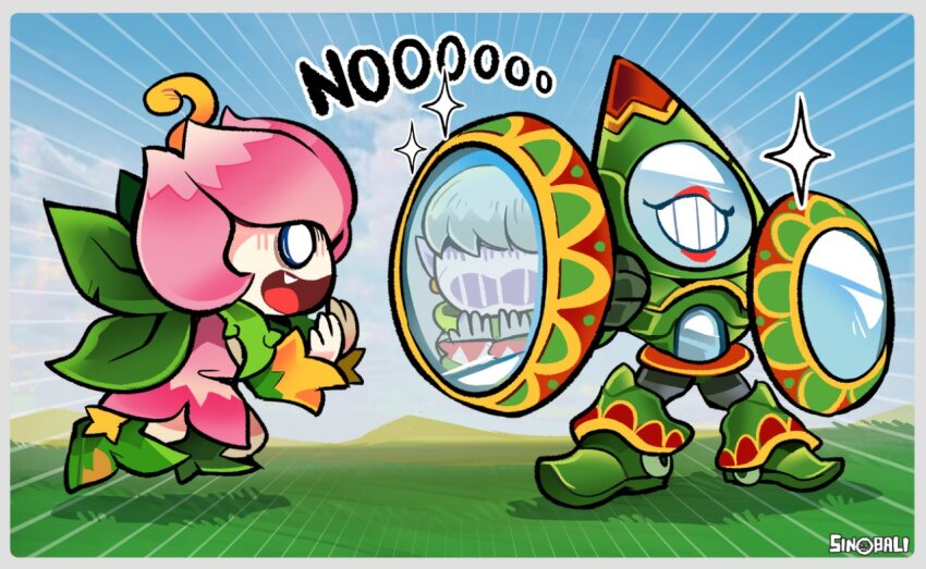 artist_logo babamon digimon digimon_(creature) english_text fairy flower lilimon logo mercuremon monster_girl petals plant_girl