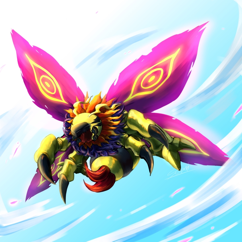 beak claws digimon digimon_(creature) flymon highres open_mouth solo wings