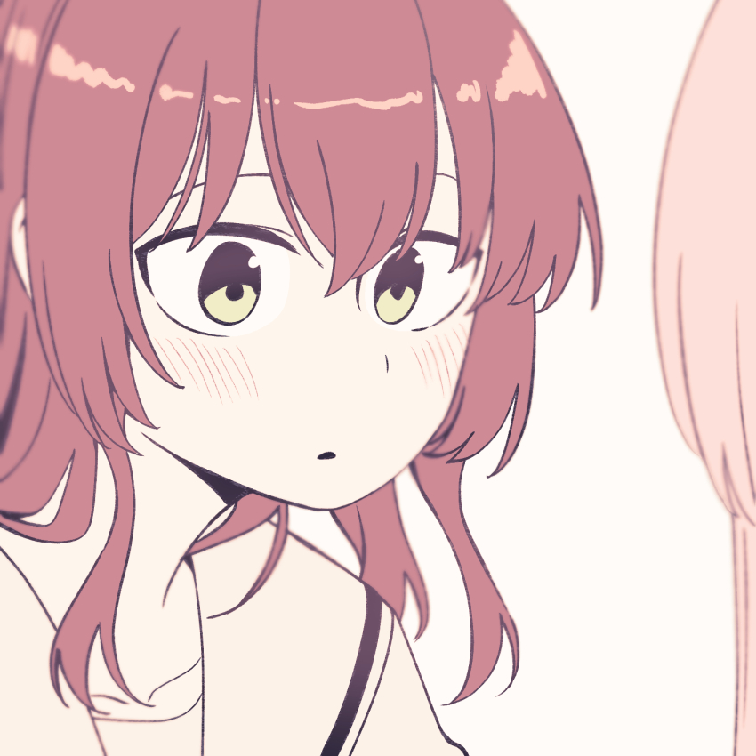 2girls blush bocchi_the_rock! gotoh_hitori green_eyes highres kita_ikuyo long_hair looking_at_another multiple_girls neonfloyd open_mouth pink_hair red_hair school_uniform yuri