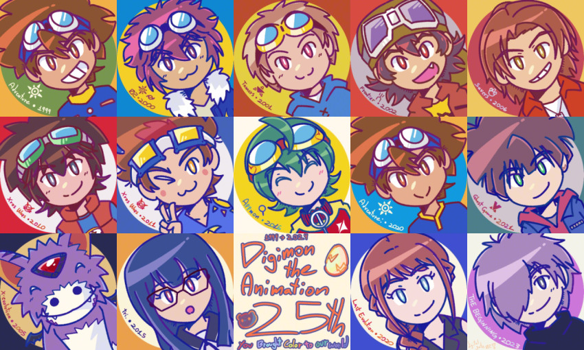 6+boys akashi_tagiru daimon_masaru_(digimon_savers) digimon digimon_adventure digimon_adventure:_(2020) digimon_adventure:_last_evolution_kizuna digimon_adventure_02 digimon_adventure_02:_the_beginning digimon_adventure_tri. digimon_frontier digimon_ghost_game digimon_savers digimon_tamers digimon_universe:_appli_monsters digimon_xros_wars digimon_xros_wars:_toki_wo_kakeru_shounen_hunter-tachi digital_monster_x-evolution dorumon fangs goggles goggles_on_head kanbara_takuya kudou_taiki matsuda_takato menoa_bellucci mochizuki_meiko motomiya_daisuke multiple_boys owada_rui shinkai_haru smile yagami_taichi