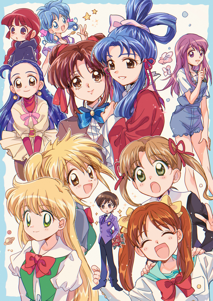 absurdres blouse braid collared_shirt crossdressing crossdressing_(ftm) daa!_daa!_daa! fujioka_haruhi fushigi_yuugi gakuen_alice highres kaleido_star kero_kero_chime kodomo_no_omocha kou_shuurei kouzuki_miyu kukuri_(mahoujin_guruguru) kurata_sana magical_girl mahoujin_guruguru mimori_(kero_kero_chime) minami_kaede mirumo_de_pon! naegino_sora ouran_high_school_host_club parted_bangs puchi_puri_yucie saiunkoku_monogatari sakura_mikan shirt suzuki_(2red_moon3) twin_braids white_shirt yucie yuuki_miaka