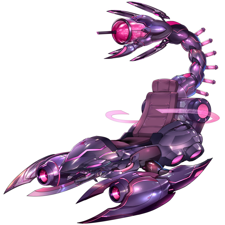 arm_cannon chair dual_arm_cannons highres hovercraft large_syringe mixed-language_commentary non-humanoid_robot oversized_object q_azieru robot robot_animal scorpion simple_background star_lusts syringe test_tube transparent_background watercraft weapon