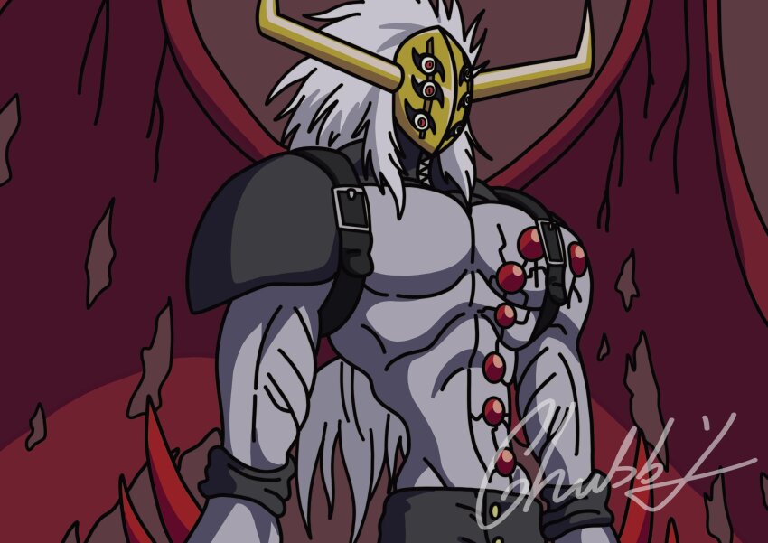 1boy demon_boy digimon digimon_(creature) highres horns male_focus mask neodevimon solo wings