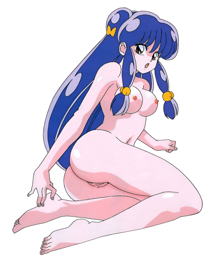 1girl ass blue_hair breasts cleft_of_venus female_focus highres legs long_hair nipples nude pussy ranma_1/2 shampoo_(ranma_1/2) solo tagme thighs uncensored