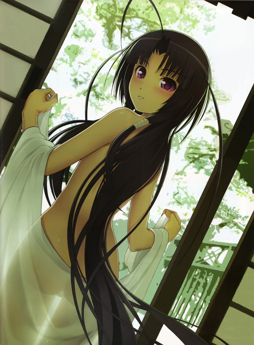 1girl absurdres ass black_hair detexted female_focus highres long_hair nitroplus nude oki_kiki see-through_clothes solo sumaga thigh_gap thighs third-party_edit tsuji_santa