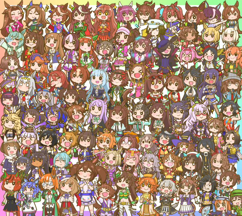&gt;_&lt; 6+girls :&gt; :3 :d =_= ^_^ absolutely_everyone admire_vega_(umamusume) agnes_digital_(lovely_jiangshi)_(umamusume) agnes_digital_(umamusume) agnes_tachyon_(umamusume) ahoge air_groove_(umamusume) air_shakur_(umamusume) akari_ga_yatte_kitazo_(vocaloid) akikawa_yayoi_(umamusume) animal animal_ears animal_on_head arm_up armband ascot aston_machan_(umamusume) asymmetrical_sleeves bamboo_memory_(umamusume) bandaid bandaid_on_face bandaid_on_nose beanie beret biko_pegasus_(umamusume) bitter_glasse_(umamusume) biwa_hayahide_(umamusume) black_bow black_bowtie black_coat black_dress black_gloves black_hair black_hairband black_jacket black_necktie blank_stare blonde_hair blue_eyes blue_flower blue_gloves blue_hair blue_jacket blue_rose blue_skirt blunt_bangs blush bnw_(umamusume) bob_cut bomber_jacket bow bowler_hat bowtie braid breasts brown_hair buttons cape cat cat_on_head center_opening cheval_grand_(umamusume) chinese_clothes cleavage closed_eyes coat coffee_mug copano_rickey_(umamusume) cowboy cowboy_western crop_top crossed_arms crown crown_braid cup curren_chan_(umamusume) dagger daitaku_helios_(umamusume) daiwa_scarlet_(umamusume) dark-skinned_female dark_skin detached_sleeves dirndl domino_mask double-breasted double_bun dress dress_shirt duffel_coat ear_bow ear_covers ear_ornament ear_piercing ear_ribbon ears_through_headwear eishin_flash_(umamusume) el_condor_pasa_(umamusume) epaulettes everyone eyebrow_piercing eyewear_on_head face_piercing facing_up fang fine_motion_(umamusume) fingerless_gloves flower folding_fan fox_mask frilled_shirt frilled_skirt frills fuji_kiseki_(umamusume) fur_collar german_clothes glasses gloves glowstick gold_city_(umamusume) gold_ship_(umamusume) grass_wonder_(umamusume) green_bow green_bowtie green_hair green_headwear green_jacket green_necktie grey_hair grey_hairband grey_headwear gyari_(imagesdawn)_(style) gyaru gym_uniform hair_between_eyes hair_bow hair_bun hair_flower hair_intakes hair_ornament hair_over_one_eye hair_ribbon hair_rings hairband hairclip hand_fan happy_meek_(umamusume) haru_urara_(umamusume) hat hat_flower hayakawa_tazuna headband heterochromia high_ponytail highres hime_cut hishi_akebono_(umamusume) hishi_amazon_(umamusume) hokko_tarumae_(umamusume) holding holding_cup holding_fan holding_glowstick holding_microphone holding_test_tube horse_ears horse_girl horse_tail horseshoe_ornament ikuno_dictus_(umamusume) inari_one_(umamusume) ines_fujin_(umamusume) jacket jiangshi jiangshi_costume k.s.miracle_(umamusume) kawakami_princess_(umamusume) king_halo_(umamusume) kitasan_black_(umamusume) knife lab_coat light_blue_hair light_brown_hair little_cocon_(umamusume) long_hair long_sleeves low_twintails luchador manhattan_cafe_(umamusume) maruzensky_(umamusume) marvelous_sunday_(umamusume) mask mask_on_head matikane_tannhauser_(umamusume) matikanefukukitaru_(good_omen_first_storm)_(umamusume) matikanefukukitaru_(umamusume) mayano_top_gun_(umamusume) medium_hair meisho_doto_(dot-o&#039;-lantern)_(umamusume) meisho_doto_(umamusume) mejiro_ardan_(umamusume) mejiro_bright_(umamusume) mejiro_dober_(umamusume) mejiro_mcqueen_(umamusume) mejiro_palmer_(umamusume) mejiro_ryan_(umamusume) messy_hair microphone midriff mihono_bourbon_(umamusume) mini_hat mini_top_hat mismatched_sleeves montjeu_(umamusume) mr._c.b._(umamusume) mr._ebidou mug multicolored_hair multicolored_jacket multiple_girls nakayama_festa_(umamusume) narita_brian_(umamusume) narita_taishin_(umamusume) narita_top_road_(umamusume) navel necktie newsboy_cap nice_nature_(umamusume) nigekiri_sisters_(umamusume) o_o off-shoulder_dress off_shoulder oguri_cap_(umamusume) on_head open_mouth orange_dress orange_hair orange_headwear pants peaked_cap penlight_(glowstick) piercing pink_ascot pink_dress pink_hair pinwheel_hair_ornament pleated_skirt ponytail pout puffy_short_sleeves puffy_sleeves purple_bow purple_bowtie purple_dress purple_eyes purple_hair purple_headwear purple_serafuku purple_shirt qingdai_guanmao red-framed_eyewear red_armband red_bow red_cape red_gloves red_headband red_jacket red_scrunchie red_skirt revealing_clothes ribbon rice_shower_(umamusume) rose round_eyewear sailor_collar sailor_hat sailor_shirt sakura_bakushin_o_(umamusume) sakura_chiyono_o_(umamusume) satono_diamond_(umamusume) scabbard scarf school_uniform scrunchie seeking_the_pearl_(umamusume) seiun_sky_(umamusume) semi-rimless_eyewear serafuku sheath sheathed shinko_windy_(umamusume) shirt short_dress short_hair short_sleeves side_braid side_ponytail silence_suzuka_(umamusume) single_ear_cover single_epaulette single_hair_bun sirius_symboli_(umamusume) skirt sleeping sleeves_past_fingers sleeves_past_wrists smart_falcon_(umamusume) smile special_week_(umamusume) squeans star-shaped_pupils star_(symbol) star_hair_ornament streaked_hair sun_hat sunglasses super_creek_(umamusume) sweater sweater_vest sweep_tosho_(umamusume) swept_bangs symbol-shaped_pupils symboli_kris_s_(umamusume) symboli_rudolf_(umamusume) t.m._opera_o_(umamusume) taiki_shuttle_(umamusume) tail tamamo_cross_(umamusume) tanino_gimlet_(umamusume) test_tube thick_eyebrows thighhighs tiara tilted_headwear tokai_teio_(umamusume) tomboy top_hat tosen_jordan_(umamusume) tracen_school_uniform tsurumaru_tsuyoshi_(umamusume) twin_braids twin_turbo_(umamusume) twintails two-tone_hair two-tone_jacket two_side_up umamusume very_long_hair visor_cap vocaloid vodka_(umamusume) wavy_hair weapon western white_ascot white_hair white_hairband white_headwear white_jacket white_necktie white_pants white_scarf white_shirt white_skirt winning_ticket_(umamusume) witch_hat wonder_acute_(umamusume) yaeno_muteki_(umamusume) yamanin_zephyr_(umamusume) yellow_bow yellow_necktie yellow_shirt yellow_sweater yukino_bijin_(umamusume) zenno_rob_roy_(umamusume)