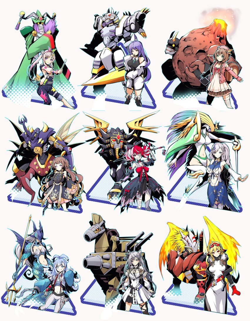 absurdres ancientbeatmon ancientgarurumon ancientgreymon ancientirismon ancientmermaimon ancientsphinxmon ancienttroiamon ancientvolcamon ancientwisemon armor breasts digimon digimon_(creature) highres mask polearm rapier sword trident weapon