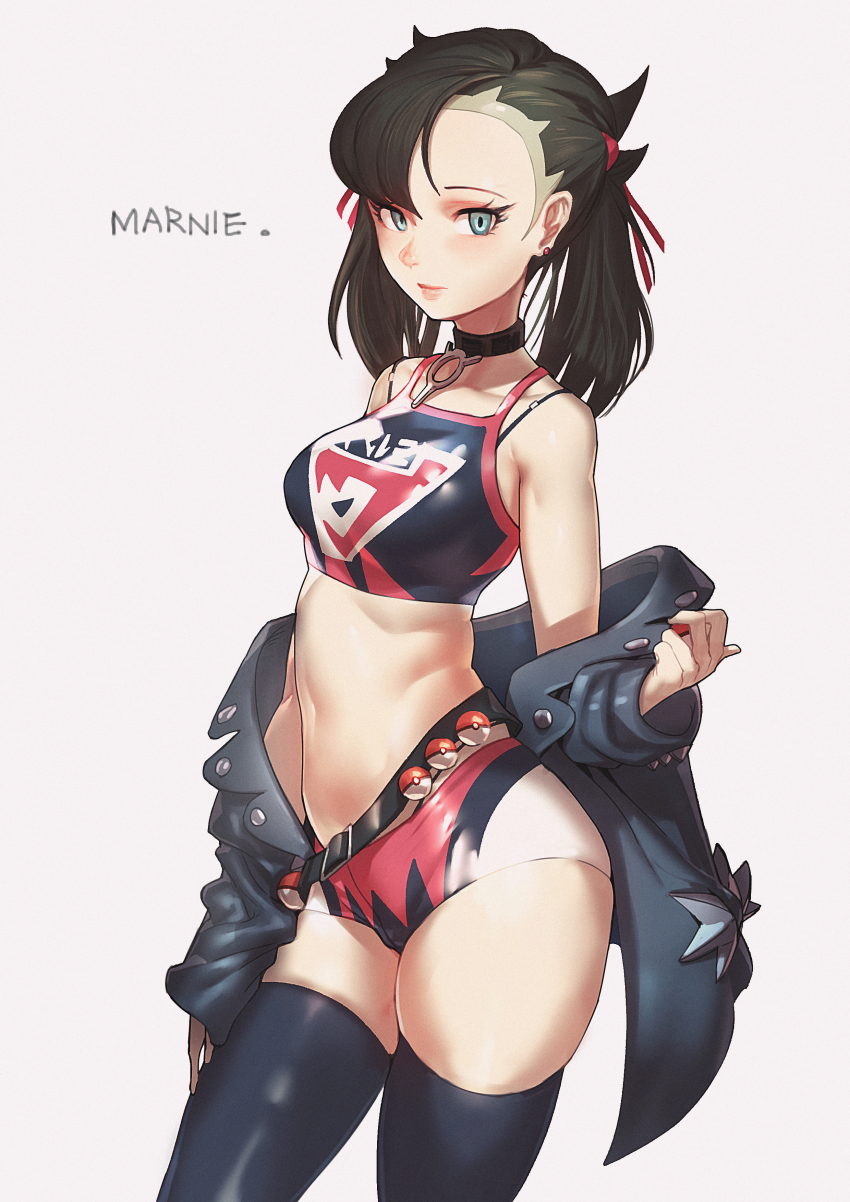 1girl absurdres game_freak gym_uniform highres jin_rou marnie_(pokemon) nintendo poke_ball pokemon pokemon_swsh solo tank_top white_background
