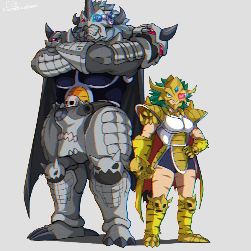 cosplay digimon digimon_(creature) dragon_ball ginkakumon highres horns kinkakumon long_hair mask muscular muscular_female