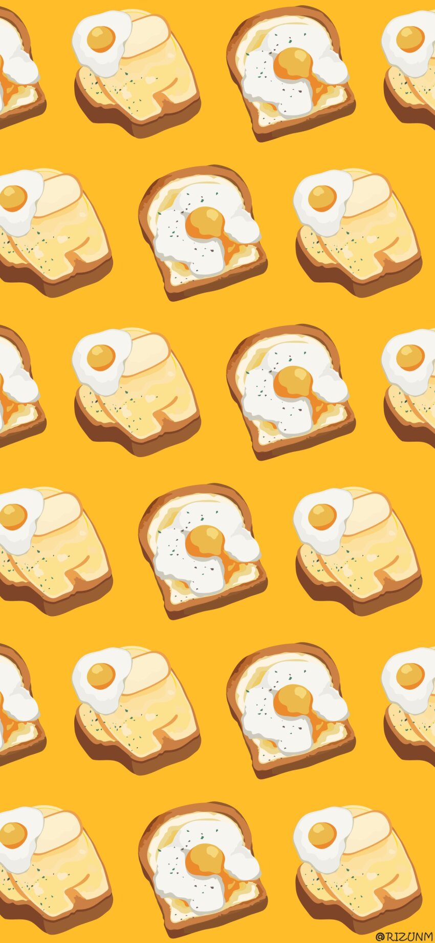 absurdres among_us crewmate_(among_us) food_focus fried_egg fried_egg_on_toast highres no_humans rizu_(rizunm) simple_background toast twitter_username yellow_background
