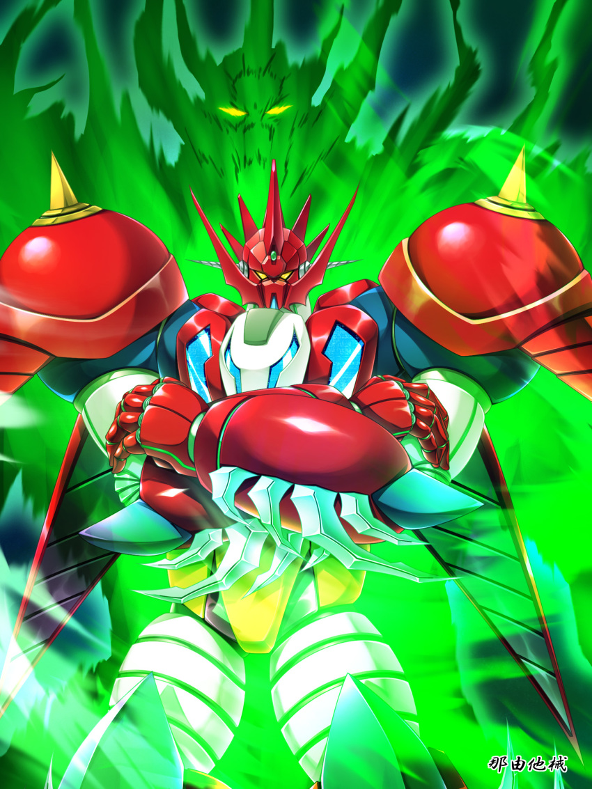 artist_name crossed_arms energy getter_emperor getter_robo highres looking_at_viewer madai_taipe mecha mecha_focus no_humans robot science_fiction shin_getter_dragon shin_getter_robo solo_focus super_robot super_robot_wars super_robot_wars_t yellow_eyes