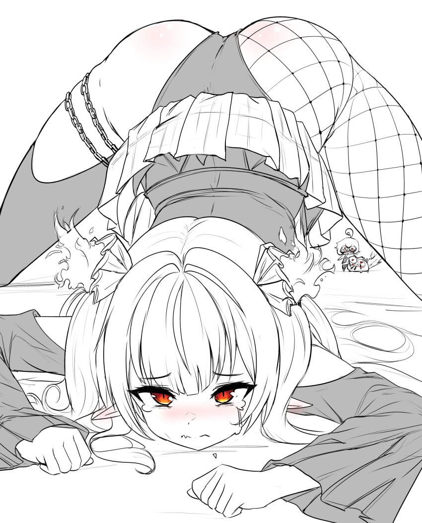 1girl absurdres blonde_hair breasts chromashift elf female_focus hag highres long_hair multicolored_hair necromancer nude pointy_ears red_eyes red_hair rhyme ruby_runeheart small_breasts solo solo_focus two-tone_hair virtual_youtuber vtuber_fanart witch