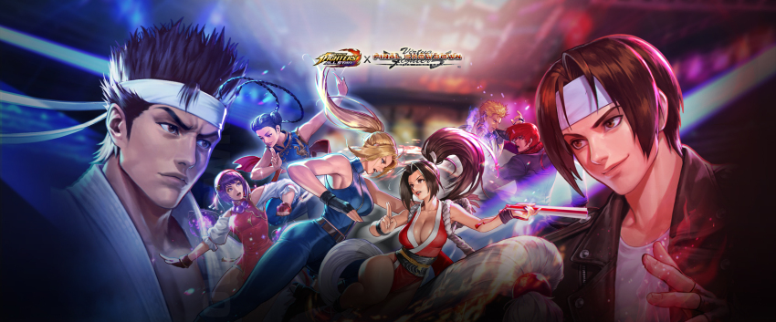 arm_guards asamiya_athena bare_shoulders black_hair blonde_hair blue_eyes bodysuit braid breasts brown_eyes brown_hair chinese_clothes cleavage crossover double_bun donut_hair_bun dougi fatal_fury fighting_stance fingerless_gloves folded_fan folding_fan gloves hair_bun hair_ornament hairband halterneck hand_fan headband high_ponytail highres jacky_bryant japanese_clothes karate_gi kung_fu kusanagi_kyou large_breasts long_hair martial_arts_belt medium_breasts multiple_boys multiple_girls muscular muscular_female ninja official_art pai_chan pelvic_curtain ponytail psycho_soldier purple_eyes purple_hair red_gloves red_hairband revealing_clothes rope sarah_bryant sash sega shaolin_monk shiranui_mai short_hair sleeveless sleeveless_bodysuit smile snk spiked_hair star_(symbol) star_hair_ornament the_king_of_fighters the_king_of_fighters_all-stars the_king_of_fighters_xv thighs twin_braids virtua_fighter virtua_fighter_5:_final_showdown white_headband yagami_iori yuki_akira