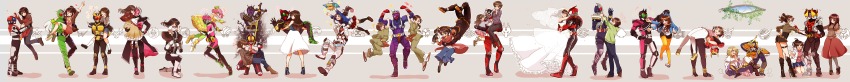 6+boys 6+girls absurdres armor aso_megumi carrying carrying_over_shoulder carrying_overhead dress hayabusa-kun helmet highres hikari_natsumi hirose_shiori hug imminent_hug izumi_hina joujima_yuuki kamen_rider kamen_rider_555 kamen_rider_agito kamen_rider_agito_(series) kamen_rider_blade kamen_rider_blade_(series) kamen_rider_dcd kamen_rider_decade kamen_rider_den-o kamen_rider_den-o_(series) kamen_rider_double kamen_rider_drive kamen_rider_drive_(series) kamen_rider_ex-aid kamen_rider_ex-aid_(series) kamen_rider_faiz kamen_rider_fourze kamen_rider_fourze_(series) kamen_rider_gaim kamen_rider_gaim_(series) kamen_rider_ghost kamen_rider_ghost_(series) kamen_rider_hibiki kamen_rider_hibiki_(series) kamen_rider_kabuto kamen_rider_kabuto_(series) kamen_rider_kaixa kamen_rider_kiva kamen_rider_kiva_(series) kamen_rider_kuuga kamen_rider_kuuga_(series) kamen_rider_ooo kamen_rider_ooo_(series) kamen_rider_ryuki kamen_rider_ryuki_(series) kamen_rider_w kamen_rider_wizard kamen_rider_wizard_(series) kanzaki_yui kazaya_mana kohana koyomi_(kamen_rider_wizard) kusakabe_hiyori lifting_person long_image love_triangle multiple_boys multiple_girls narumi_akiko nomura_shizuka piggyback poppi_pipopapo princess_carry reverse_princess_carry rider_belt sawatari_sakurako shijima_kiriko sonoda_mari suzuki_mio tachibana_hinaka tachibana_kasumi takatsukasa_mai tsukimura_akari unknown_girl_(kamen_rider_gaim) wedding_dress wide_image yoshino_(gunform) zipper