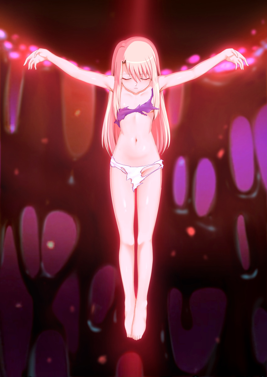 absurdres crucifixion fate/stay_night fate_(series) highres illyasviel_von_einzbern missil_art_(pixiv) tagme unconscious white_hair