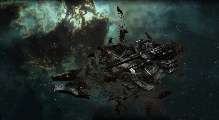 3d aqua_background battle_damage broken capital_ship_(eve_online) carrier carrier_(eve_online) cloud combat_ship_(eve_online) commentary creodron_(eve_online) dated_commentary debris electronic_warfare_ship_(eve_online) eve_online floating floating_object gallente_federation_(eve_online) glowing kaspercohen_(kasper_hansen) maya_(medium) military_vehicle nebula no_humans nyx_(eve_online) official_art outdoors photoshop_(medium) realistic scenery science_fiction sky space spacecraft star_(sky) starry_sky starry_sky_background super_capital_ship_(eve_online) supercarrier_(eve_online) vehicle_focus wreckage
