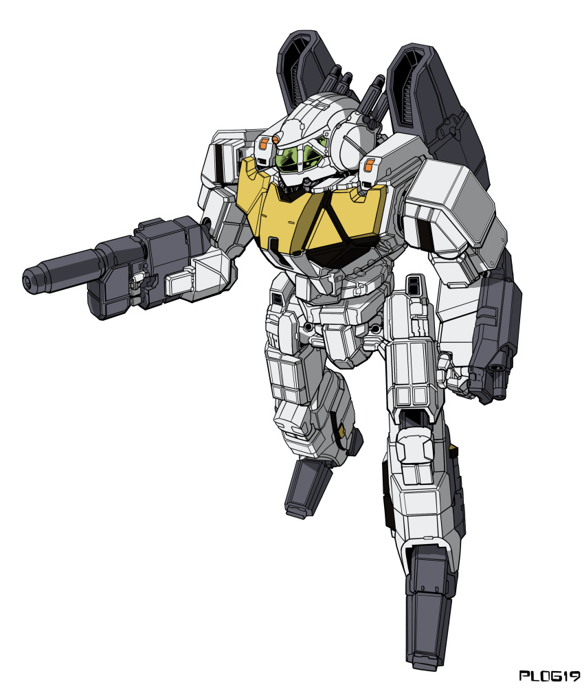 absurdres battle battletech battroid choujikuu_yousai_macross clenched_hand commentary crossover darkton-artemis english_commentary gunpod highres macross mecha missile missile_pod no_humans original redesign robot robotech science_fiction signature sketch u.n._spacy vf-1 vf-1_super vf-1s weapon white_background
