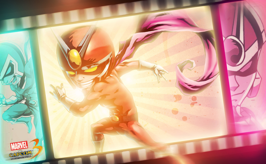 00s bosslogic capcom film_strip highres male_focus marvel marvel_vs._capcom marvel_vs._capcom_3 scarf superhero_costume viewtiful_joe viewtiful_joe_(character)