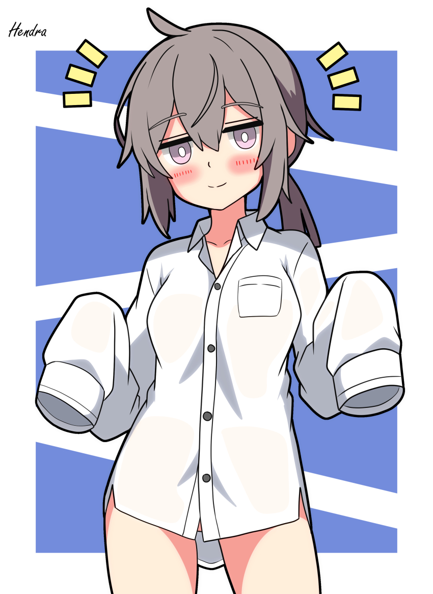 1girl absurdres girls&#039;_frontline hendra highres m200_(girls&#039;_frontline) oversized_clothes pocket shirt sleeves_past_wrists solo white_shirt