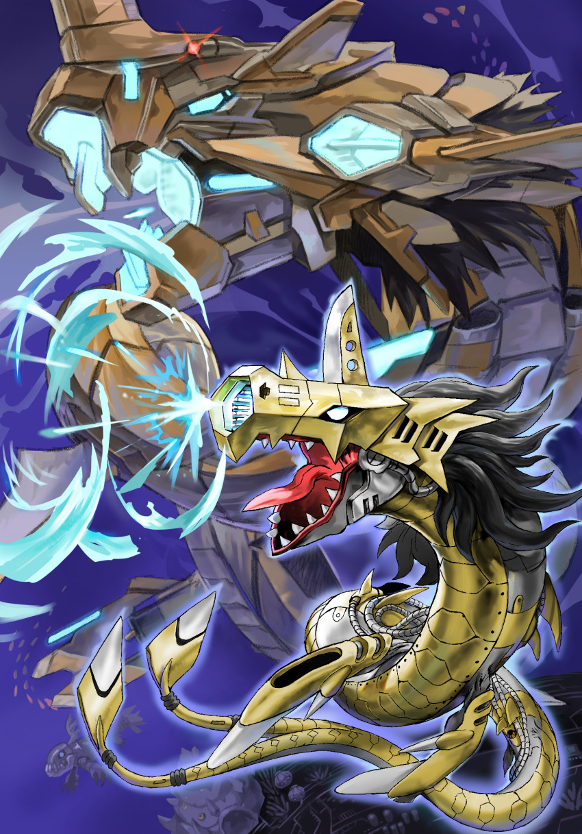 armor coelamon digimon energy gigaseadramon highres horn metalseadramon morishellmon ocean shakomon shellmon