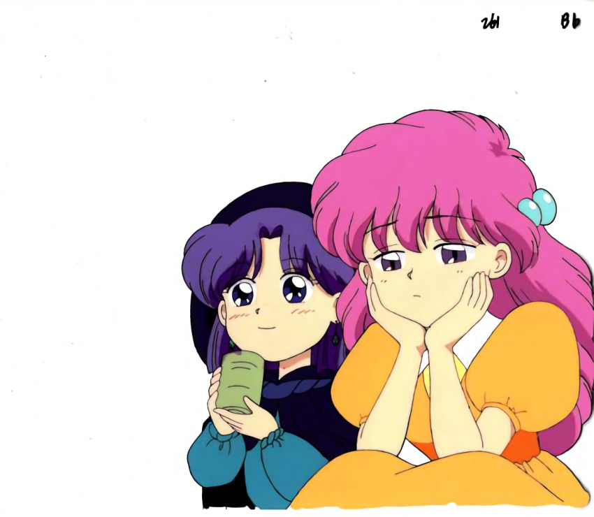 1990s_(style) akazukin_chacha cup marin_(marine-sky-earth) retro_artstyle sitting tagme yakko