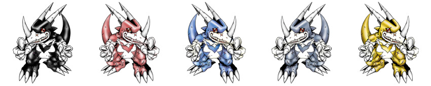 claws digimon dragon fangs goldv-dramon highres horns masterv-dramon red_eyes redv-dramon smile tail v-dramon v-dramon_black