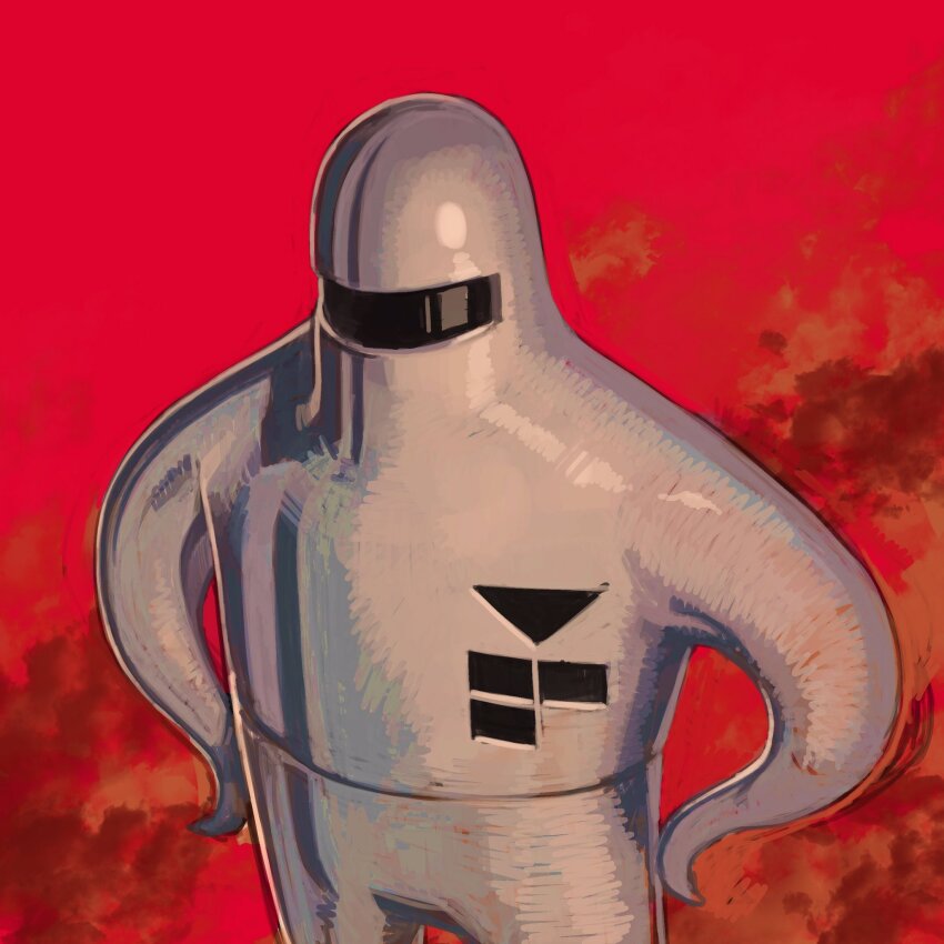 1boy commentary_request cowboy_shot highres kaerudouhu male_focus mother_(series) nintendo red_background solo spacesuit starman_(mother)