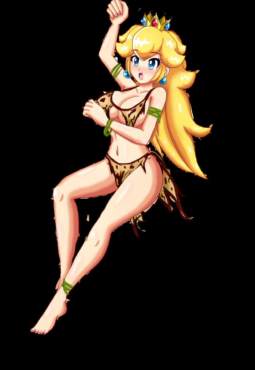 absurdres bikini blonde_hair blue_eyes earrings highres jewelry lips nail_polish plant princess_peach sigurd_hosenfeld swimsuit third-party_edit transparent vines