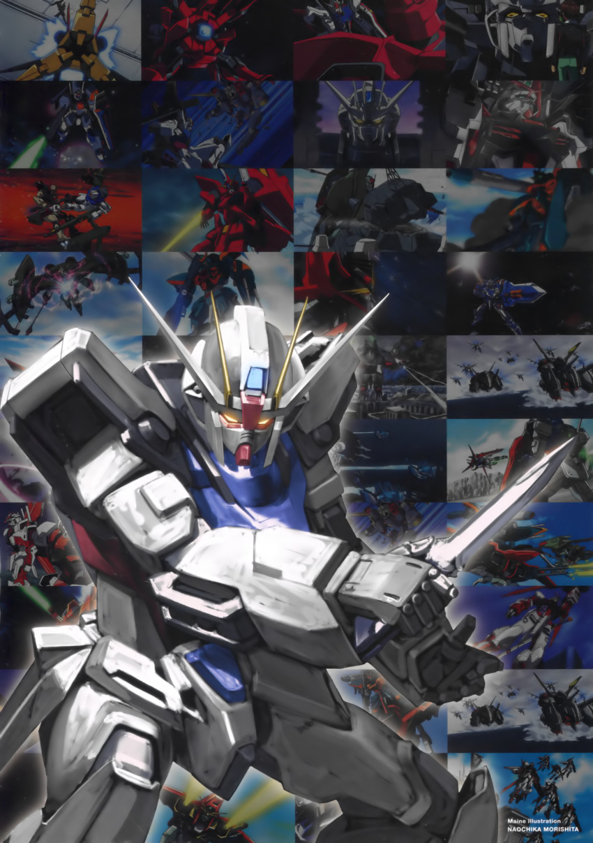 1boy absurdres aegis_gundam aile_strike_gundam anime_screenshot beam_rifle energy_sword blitz_gundam bucue buster_gundam buster_sword calamity_gundam dagger_l destroy_gundam duel_gundam energy_gun euclid_(mobile_armor) firing forbidden_gundam gun gundam gundam_astray_blue_frame gundam_astray_blue_frame_second_l gundam_astray_red_frame gundam_seed gundam_seed_astray gundam_seed_destiny highres holding holding_beam_rifle holding_beam_saber holding_knife holding_sword holding_weapon jet_dagger_l kira_yamato knife launcher_strike_gundam m1_astray mobile_armor mobile_suit morishita_naochika official_art raider_gundam rifle shield strike_dagger strike_gundam sword sword_calamity weapon