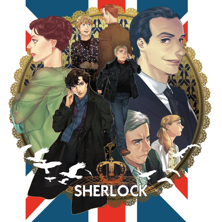 3girls 5boys greg_lestrade icym irene_adler james_moriarty john_hamish_watson martha_louise_hudson molly_hooper multiple_boys multiple_girls mycroft_holmes sherlock_(bbc) sherlock_holmes sherlock_holmes_(sherlock) the_adventures_of_sherlock_holmes union_jack