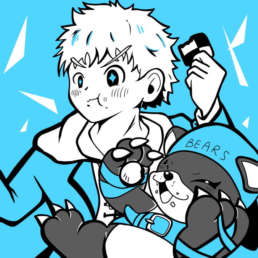 bearmon belt blush claws digimon digimon_(creature) digimon_rearise eating natsuyagi_kazuma
