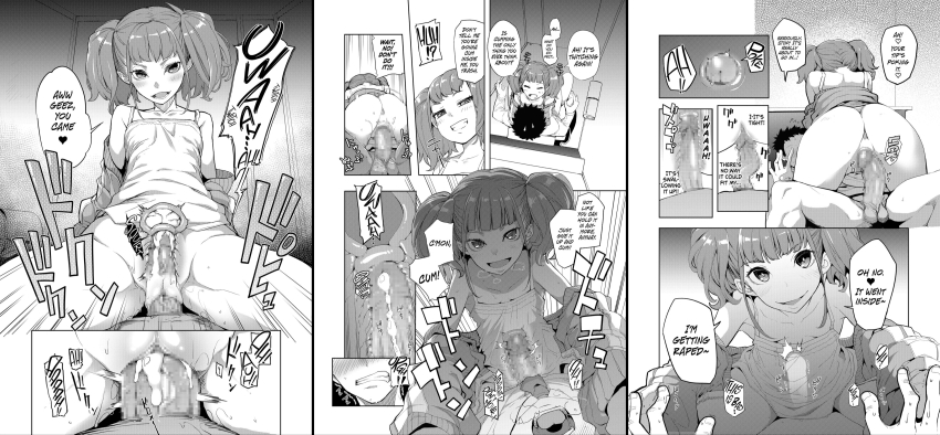 1boy 1girl absurdres age_difference ass balloon_womb censored collarbone cross-section cum cum_in_pussy cum_overflow ejaculation english_text femdom girl_on_top heart highres internal_cumshot loli looking_at_viewer mesugaki mosaic_censoring multiple_views penis pov pov_crotch pussy sakula sequential sex speech_bubble spoken_heart tagme vaginal x-ray