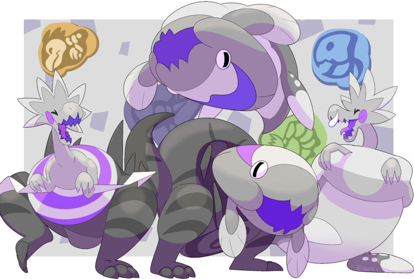 alternate_color arctovish arctozolt commentary creature dracovish dracozolt english_commentary full_body gen_8_pokemon highres lawen nintendo no_humans pokemon pokemon_(creature) shiny_pokemon signature standing standing_on_one_leg walking